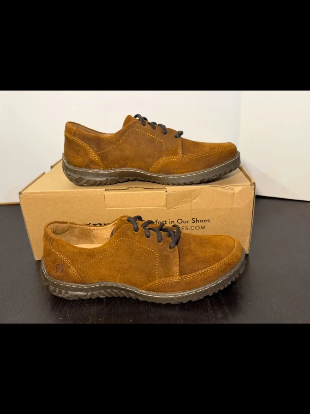 Born Bevi Suede Lace Up Sneakers Brown (Glazed Distressed Ginger) Womans 9.5M